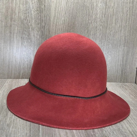 Scala Hat Womens One Size Collezione Wool Felt Leatherette Band Cloche  Red - Picture 4 of 10